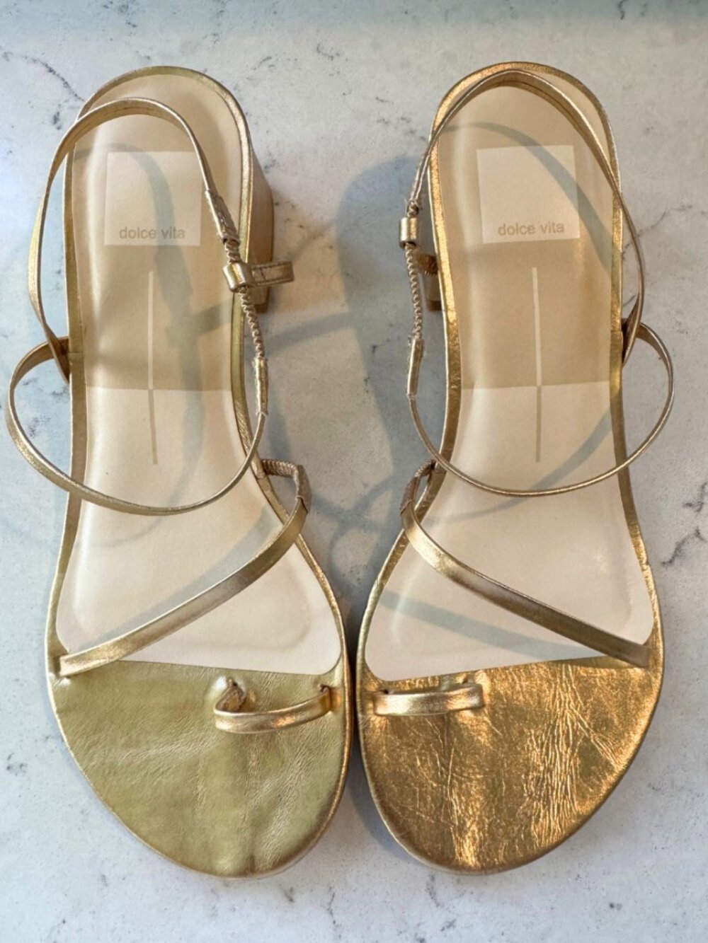 NWOT Dolce Vita Gold Strappy Sandals Block Heel Size 8